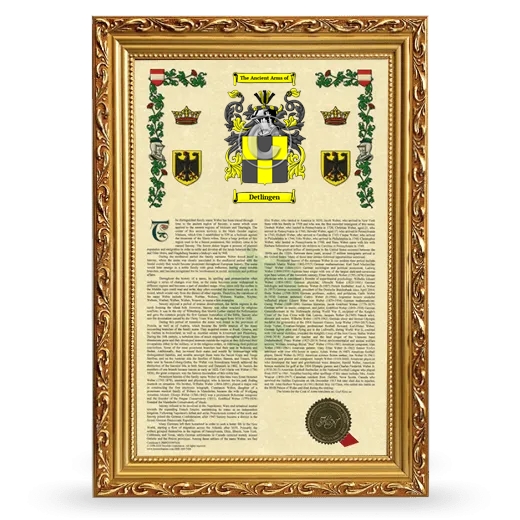 Detlingen Armorial History Framed - Gold