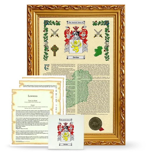 Devins Framed Armorial, Symbolism and Large Tile - Gold