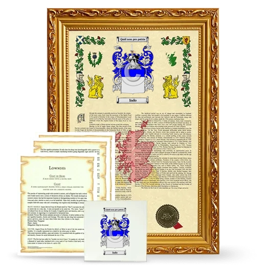 Indo Framed Armorial, Symbolism and Large Tile - Gold