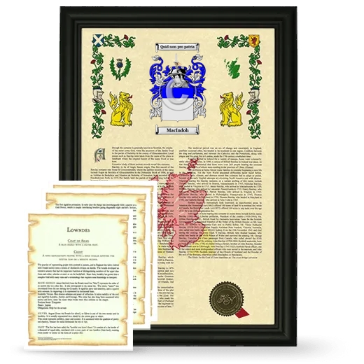 MacIndoh Framed Armorial History and Symbolism - Black