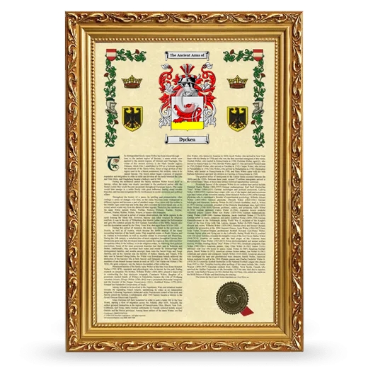 Dycken Armorial History Framed - Gold