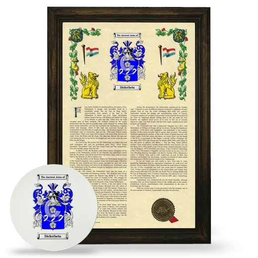 Dicksthein Framed Armorial History and Mouse Pad - Brown