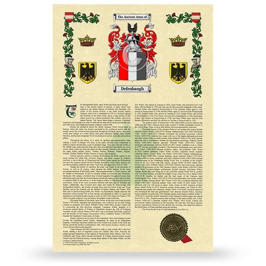 Defenbaugh Armorial History with Coat of Arms