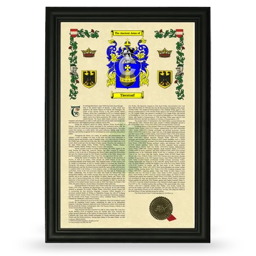 Tierstorf Armorial History Framed - Black