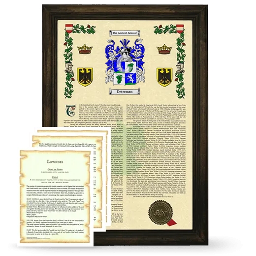 Determan Framed Armorial History and Symbolism - Brown