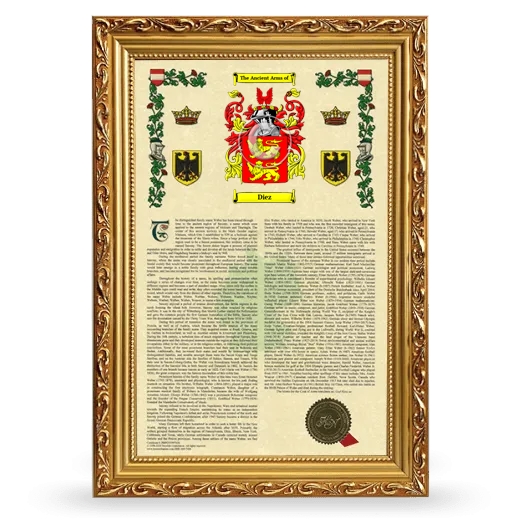 Diez Armorial History Framed - Gold