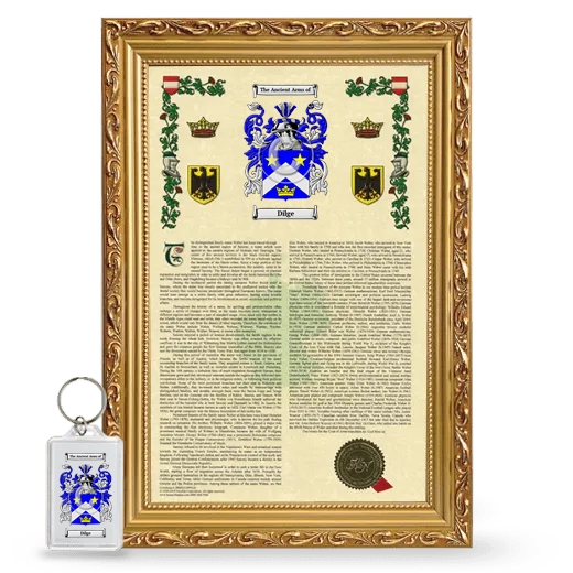 Dilge Framed Armorial History and Keychain - Gold