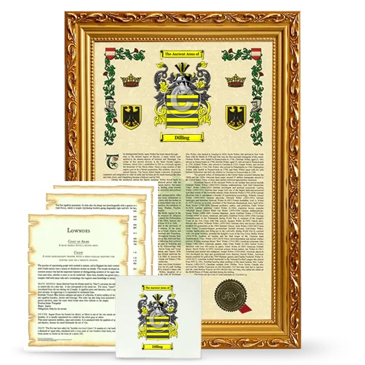 Dilling Framed Armorial, Symbolism and Large Tile - Gold