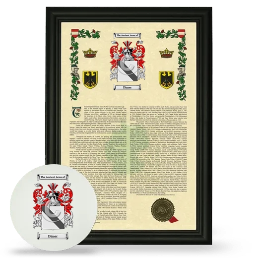 Dimer Framed Armorial History and Mouse Pad - Black