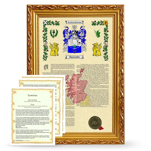 Dimswudey Framed Armorial History and Symbolism - Gold