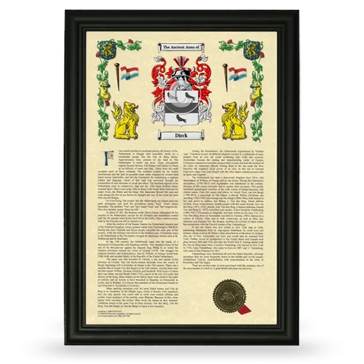 Dirck Armorial History Framed - Black