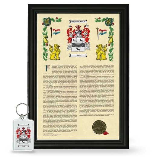 Dirck Framed Armorial History and Keychain - Black