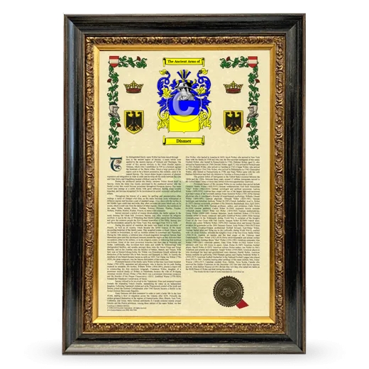 Dismer Armorial History Framed - Heirloom