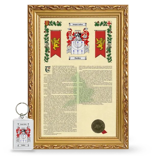 Dockry Framed Armorial History and Keychain - Gold