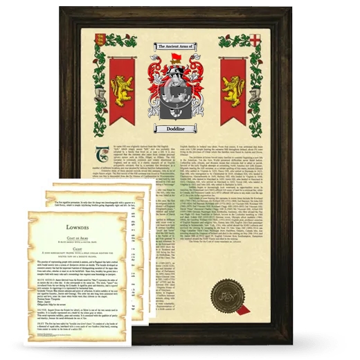Doddine Framed Armorial History and Symbolism - Brown