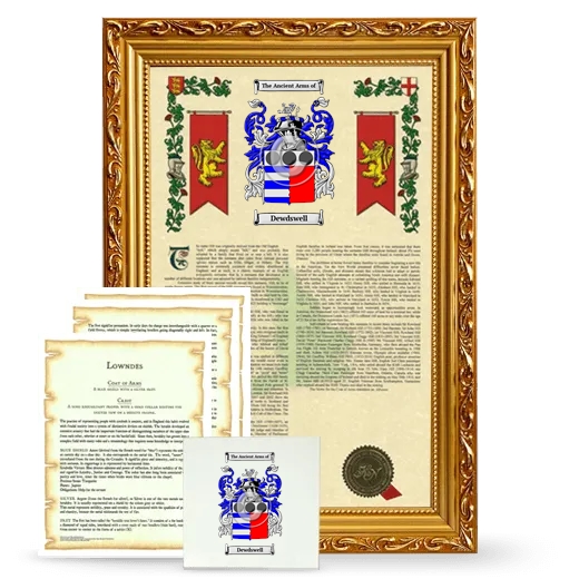 Dewdswell Framed Armorial, Symbolism and Large Tile - Gold