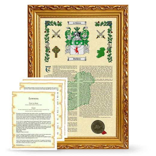 Dockery Framed Armorial History and Symbolism - Gold