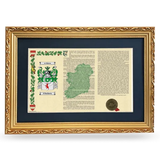 O'Docherty Deluxe Armorial Landscape Framed - Gold