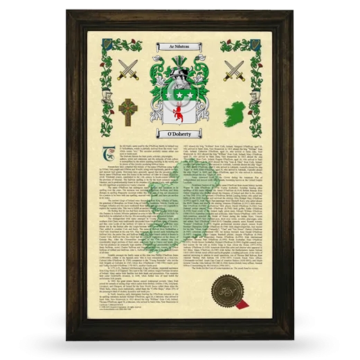 O'Doherty Armorial History Framed - Brown