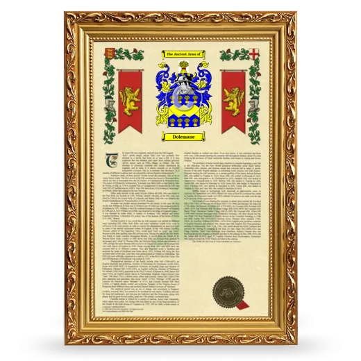 Dolemane Armorial History Framed - Gold