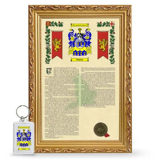 Duman Framed Armorial History and Keychain - Gold