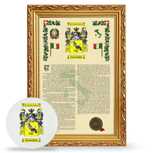 Domeneghini Framed Armorial History and Mouse Pad - Gold