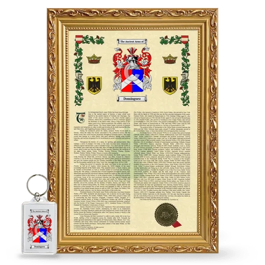 Dominguez Framed Armorial History and Keychain - Gold