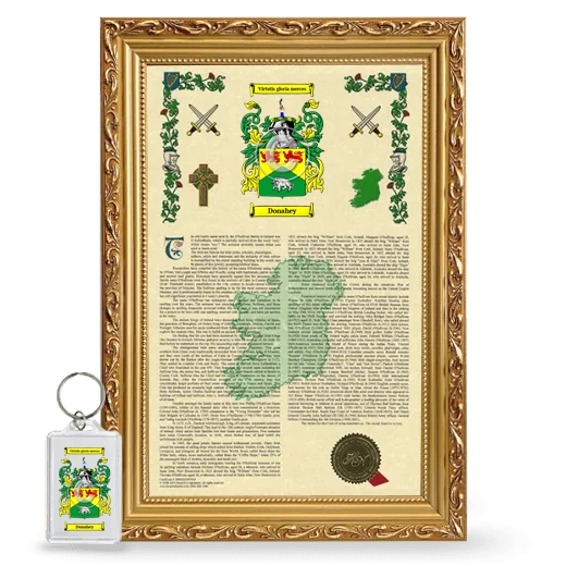 Donahey Framed Armorial History and Keychain - Gold