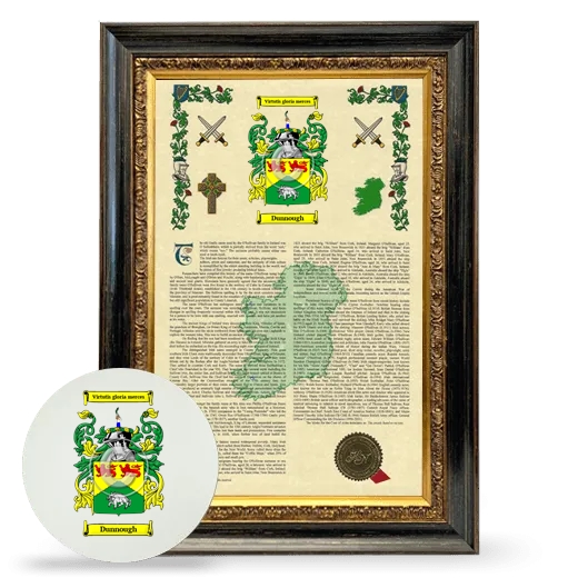 Dunnough Framed Armorial History and Mouse Pad - Heirloom