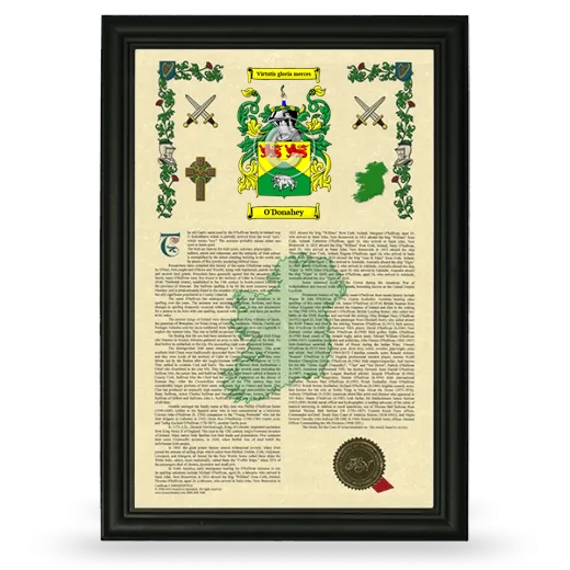 O'Donahey Armorial History Framed - Black