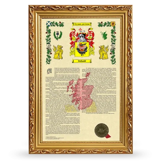 Dofnald Armorial History Framed - Gold