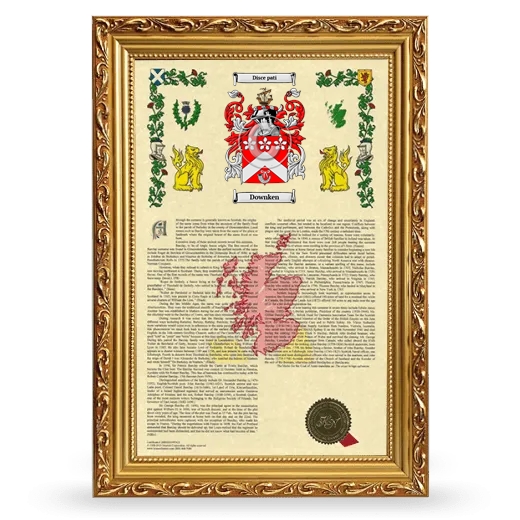 Downken Armorial History Framed - Gold