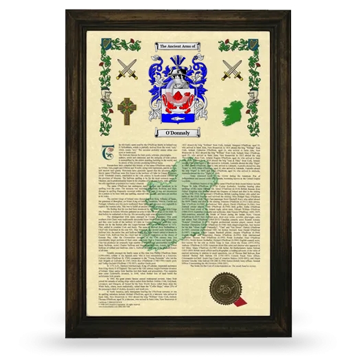 O'Donnaly Armorial History Framed - Brown