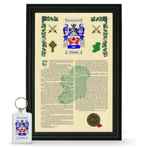 O'Donnoly Framed Armorial History and Keychain - Black