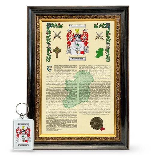 McDonavene Framed Armorial History and Keychain - Heirloom