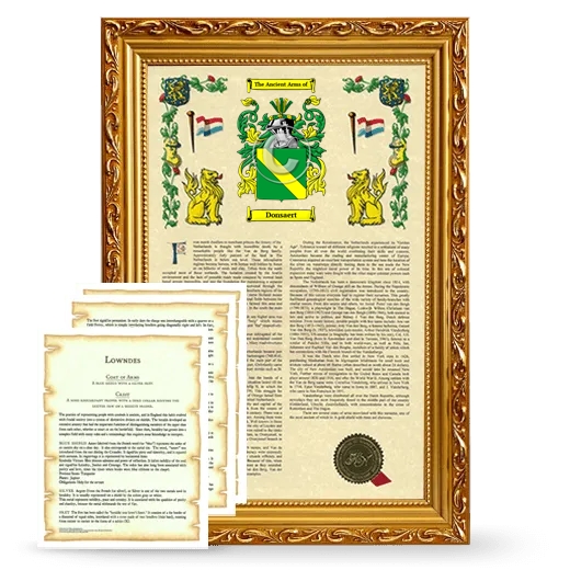 Donsaert Framed Armorial History and Symbolism - Gold