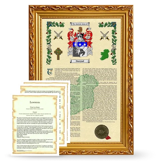 Durrynd Framed Armorial History and Symbolism - Gold