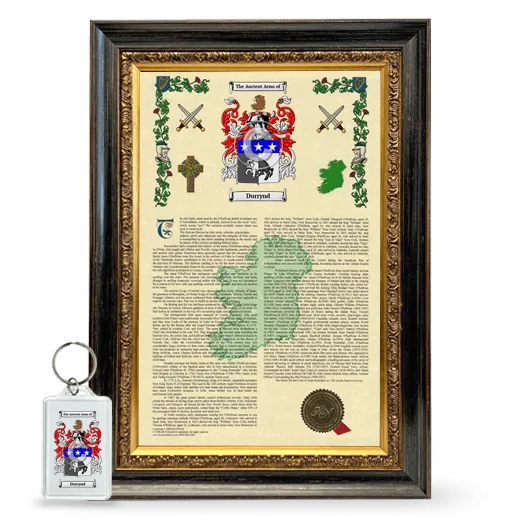 Durrynd Framed Armorial History and Keychain - Heirloom