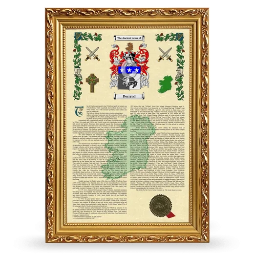 Durrynd Armorial History Framed - Gold