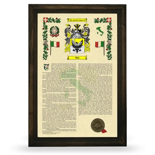 Oria Armorial History Framed - Brown