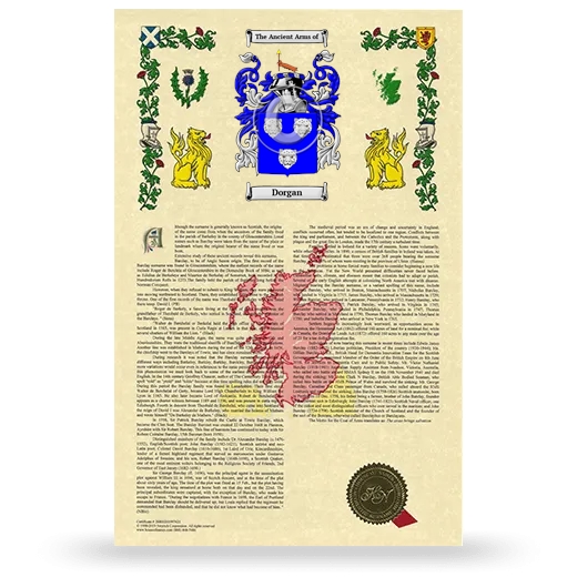 Dorgan Armorial History with Coat of Arms