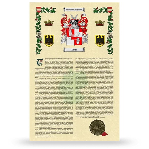 Dour Armorial History with Coat of Arms