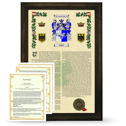 Dorsh Framed Armorial History and Symbolism - Brown