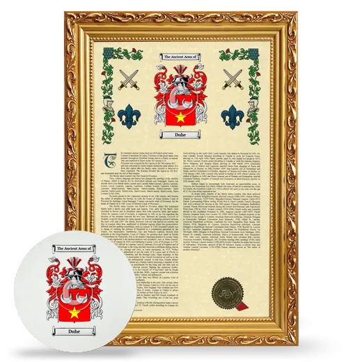 Duhe Framed Armorial History and Mouse Pad - Gold