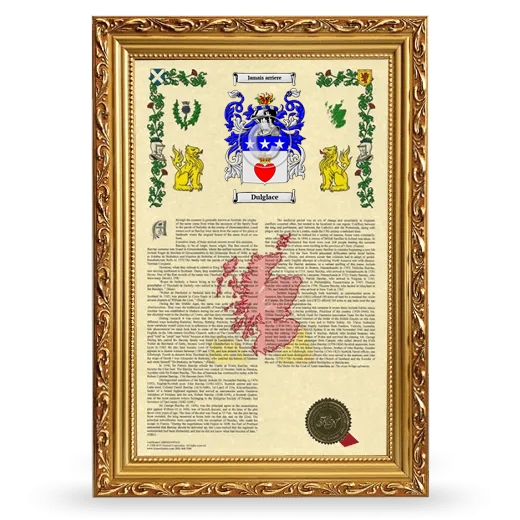 Dulglace Armorial History Framed - Gold