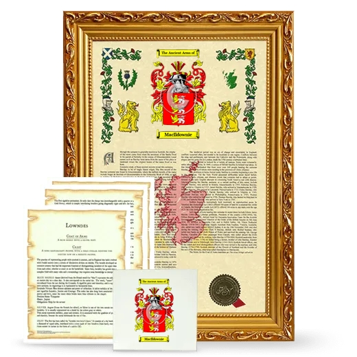 MacIldownie Framed Armorial, Symbolism and Large Tile - Gold