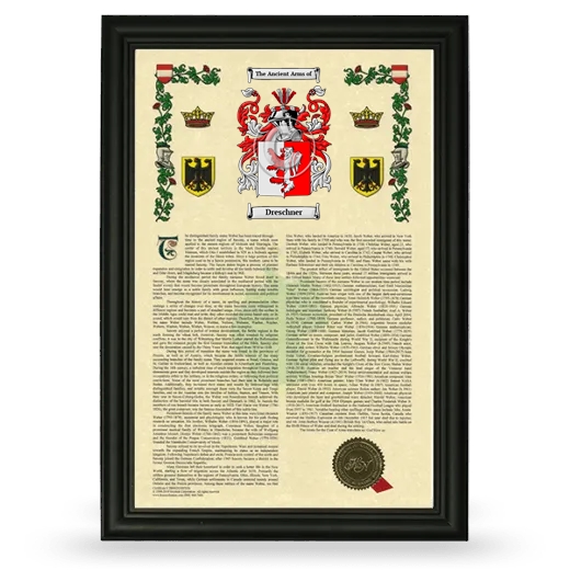 Dreschner Armorial History Framed - Black