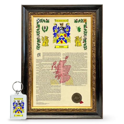 Draber Framed Armorial History and Keychain - Heirloom