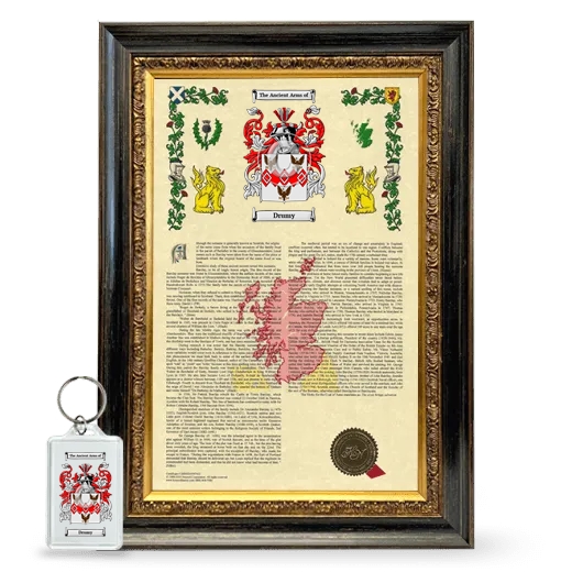 Drumy Framed Armorial History and Keychain - Heirloom