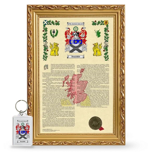 Draysdale Framed Armorial History and Keychain - Gold